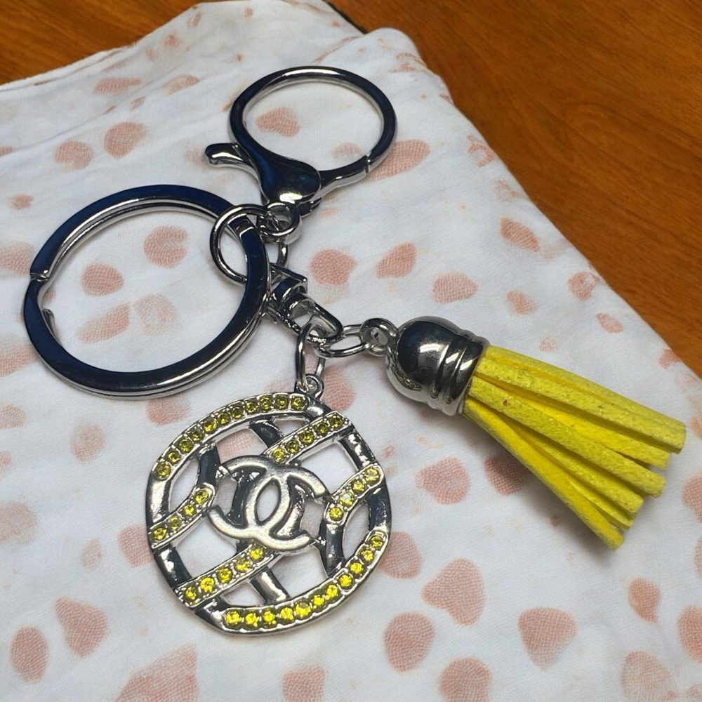 Silver and Yellow Keychain with Tassel